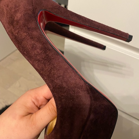 Christian Louboutin Bianca 140mm Purple Veau Velours Platform Pumps - Picture 4 of 6